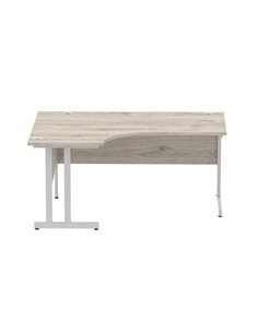 Dynamic Impulse 1600mm Left Crescent Office Desk Grey Oak Top Silver Cable Managed Leg I003145 2