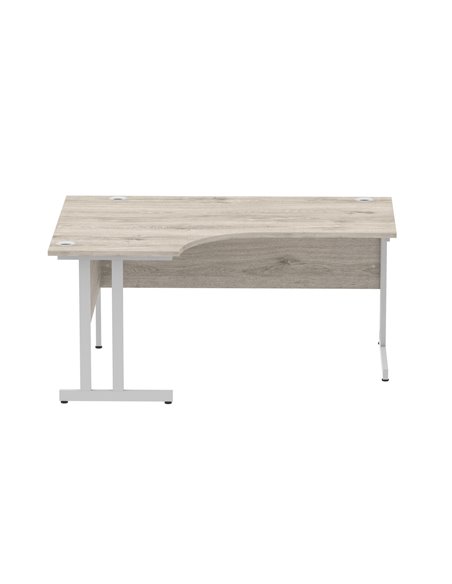 Dynamic Impulse 1600mm Left Crescent Office Desk Grey Oak Top Silver Cable Managed Leg I003145 - pic 74999 | FastDaddyshop
