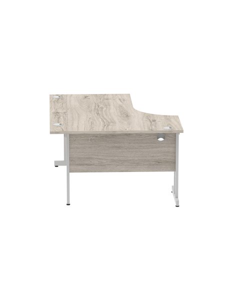 Dynamic Impulse 1600mm Left Crescent Office Desk Grey Oak Top Silver Cable Managed Leg I003145 - pic 75001 | FastDaddyshop