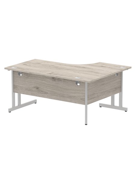 Dynamic Impulse 1600mm Left Crescent Office Desk Grey Oak Top Silver Cable Managed Leg I003145 - pic 75002 | FastDaddyshop