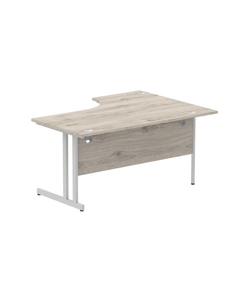 Dynamic Impulse 1600mm Left Crescent Office Desk Grey Oak Top Silver Cable Managed Leg I003145 - pic 75004 | FastDaddyshop