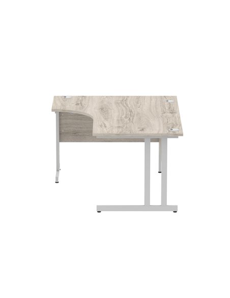 Dynamic Impulse 1600mm Left Crescent Office Desk Grey Oak Top Silver Cable Managed Leg I003145 - pic 75005 | FastDaddyshop