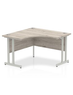 Dynamic Impulse 1200mm Corner Office Desk Grey Oak Top Silver Cantilever Leg I003530