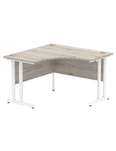 Dynamic Impulse 1200mm Corner Office Desk Grey Oak Top White Cantilever Leg I003792