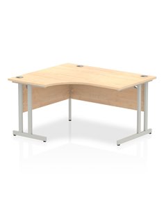 Dynamic Impulse 1400mm Left Crescent Office Desk Maple Top Silver Cantilever Leg I003820