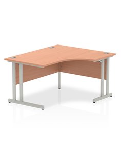 Dynamic Impulse 1400mm Right Crescent Office Desk Beech Top Silver Cantilever Leg I003824