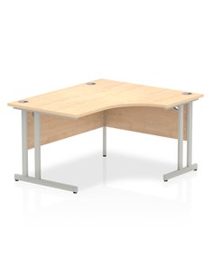 Dynamic Impulse 1400mm Right Crescent Office Desk Maple Top Silver Cantilever Leg I003826