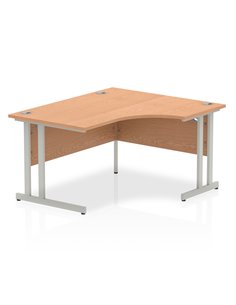 Dynamic Impulse 1400mm Right Crescent Office Desk Oak Top Silver Cantilever Leg I003827