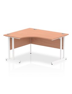 Dynamic Impulse 1400mm Left Crescent Office Desk Beech Top White Cantilever Leg I003830