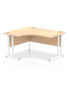 Dynamic Impulse 1400mm Left Crescent Office Desk Maple Top White Cantilever Leg I003832