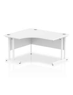 Dynamic Impulse 1400mm Left Crescent Office Desk White Top White Cantilever Leg I003834