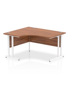 Dynamic Impulse 1400mm Left Crescent Office Desk Walnut Top White Cantilever Leg I003835