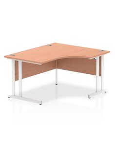Dynamic Impulse 1400mm Right Crescent Office Desk Beech Top White Cantilever Leg I003836