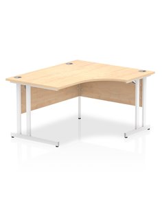 Dynamic Impulse 1400mm Right Crescent Office Desk Maple Top White Cantilever Leg I003838