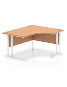 Dynamic Impulse 1400mm Right Crescent Office Desk Oak Top White Cantilever Leg I003839