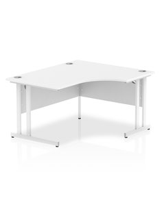 Dynamic Impulse 1400mm Right Crescent Office Desk White Top White Cantilever Leg I003840