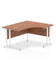 Dynamic Impulse 1400mm Right Crescent Office Desk Walnut Top White Cantilever Leg I003841