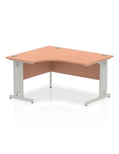 Dynamic Impulse 1400mm Left Crescent Office Desk Beech Top Silver Cable Managed Leg I003842