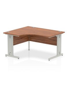 Dynamic Impulse 1400mm Left Crescent Office Desk Walnut Top Silver Cable Managed Leg I003847