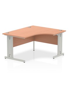 Dynamic Impulse 1400mm Right Crescent Office Desk Beech Top Silver Cable Managed Leg I003848