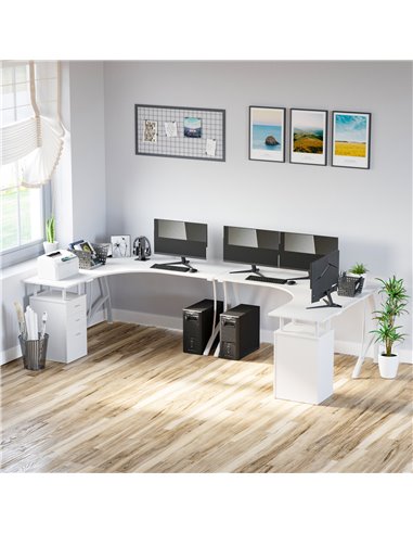 HOMCOM Corner Computer Desk Home Office L-Shaped  Study PC Table Furniture Writing Workstation (White)