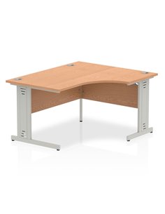 Dynamic Impulse 1400mm Right Crescent Office Desk Oak Top Silver Cable Managed Leg I003851