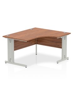 Dynamic Impulse 1400mm Right Crescent Office Desk Walnut Top Silver Cable Managed Leg I003853