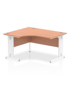 Dynamic Impulse 1400mm Left Crescent Office Desk Beech Top White Cable Managed Leg I003854