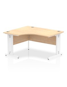 Dynamic Impulse 1400mm Left Crescent Office Desk Maple Top White Cable Managed Leg I003856