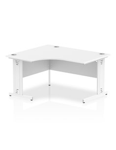Dynamic Impulse 1400mm Left Crescent Office Desk White Top White Cable Managed Leg I003858