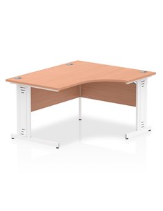 Dynamic Impulse 1400mm Right Crescent Office Desk Beech Top White Cable Managed Leg I003860