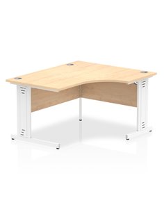 Dynamic Impulse 1400mm Right Crescent Office Desk Maple Top White Cable Managed Leg I003862