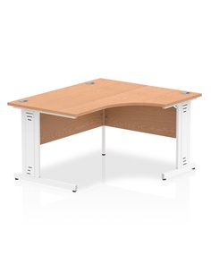 Dynamic Impulse 1400mm Right Crescent Office Desk Oak Top White Cable Managed Leg I003863