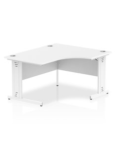 Dynamic Impulse 1400mm Right Crescent Office Desk White Top White Cable Managed Leg I003864