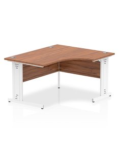 Dynamic Impulse 1400mm Right Crescent Office Desk Walnut Top White Cable Managed Leg I003865