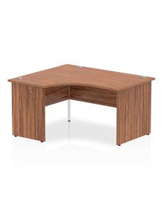 Dynamic Impulse 1400mm Left Crescent Office Desk Walnut Top Panel End Leg I003871