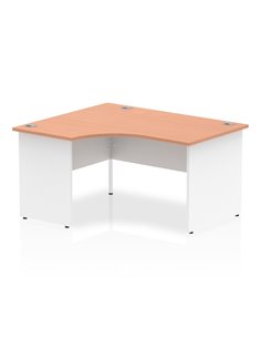 Dynamic Impulse 1400mm Left Crescent Office Desk Beech Top White Panel End Leg I003878