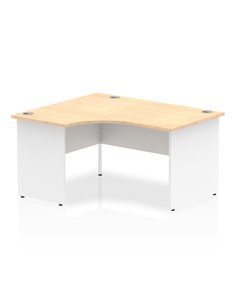 Dynamic Impulse 1400mm Left Crescent Office Desk Maple Top White Panel End Leg I003880