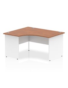 Dynamic Impulse 1400mm Left Crescent Office Desk Walnut Top White Panel End Leg I003882
