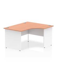 Dynamic Impulse 1400mm Right Crescent Office Desk Beech Top White Panel End Leg I003883