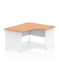Dynamic Impulse 1400mm Right Crescent Office Desk Oak Top White Panel End Leg I003886