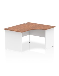 Dynamic Impulse 1400mm Right Crescent Office Desk Walnut Top White Panel End Leg I003887