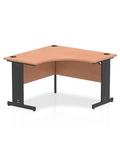 Dynamic Impulse 1200mm Corner Office Desk Beech Top Black Cable Managed Leg I004542