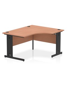 Dynamic Impulse 1400mm Right Crescent Office Desk Beech Top Black Cable Managed Leg I004544
