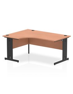Dynamic Impulse 1600mm Left Crescent Office Desk Beech Top Black Cable Managed Leg I004545