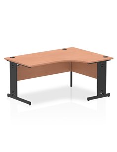 Dynamic Impulse 1600mm Right Crescent Office Desk Beech Top Black Cable Managed Leg I004546
