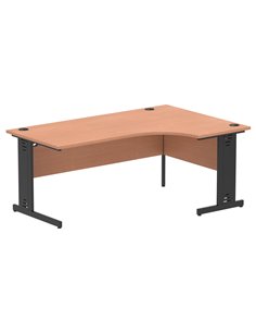 Dynamic Impulse 1800mm Right Crescent Office Desk Beech Top Black Cable Managed Leg I004548