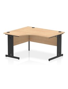 Dynamic Impulse 1400mm Left Crescent Office Desk Maple Top Black Cable Managed Leg I004550