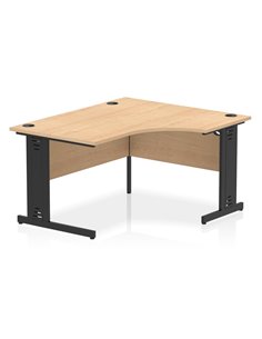 Dynamic Impulse 1400mm Right Crescent Office Desk Maple Top Black Cable Managed Leg I004551