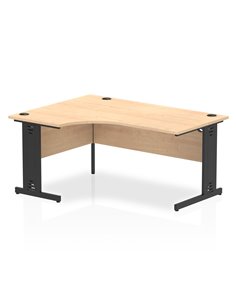 Dynamic Impulse 1600mm Left Crescent Office Desk Maple Top Black Cable Managed Leg I004552